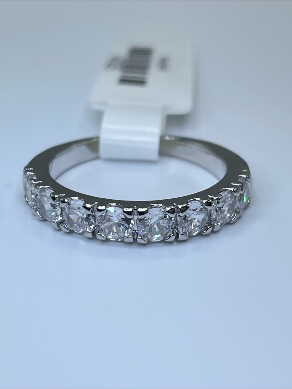 Swarovski Crystal Elements White Crystal Half Eternity Band Ring Sz 8 Bridal